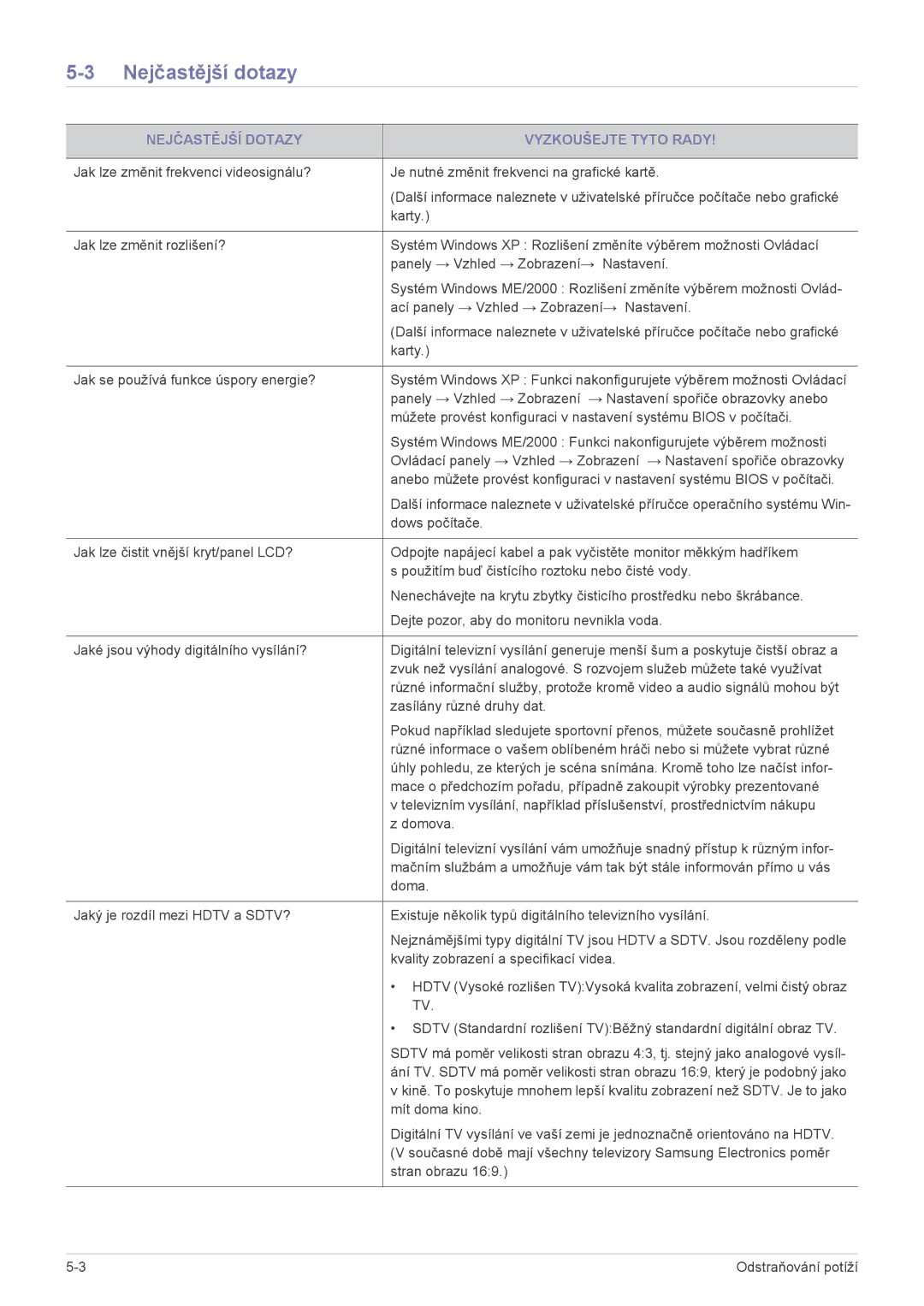 Samsung LS22EMDKF/EN, LS22EMDKU/EN, LS23EMDKU/EN manual Nejčastější dotazy, Nejčastější Dotazy Vyzkoušejte Tyto Rady 