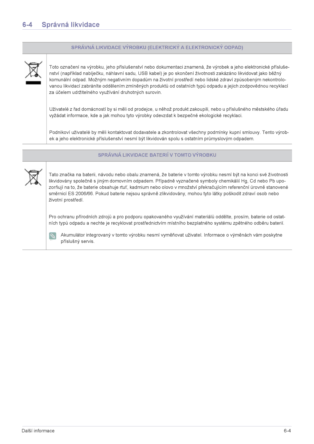 Samsung LS22EMDKU/EN, LS23EMDKU/EN manual Správná likvidace, Správná Likvidace Výrobku Elektrický a Elektronický Odpad 