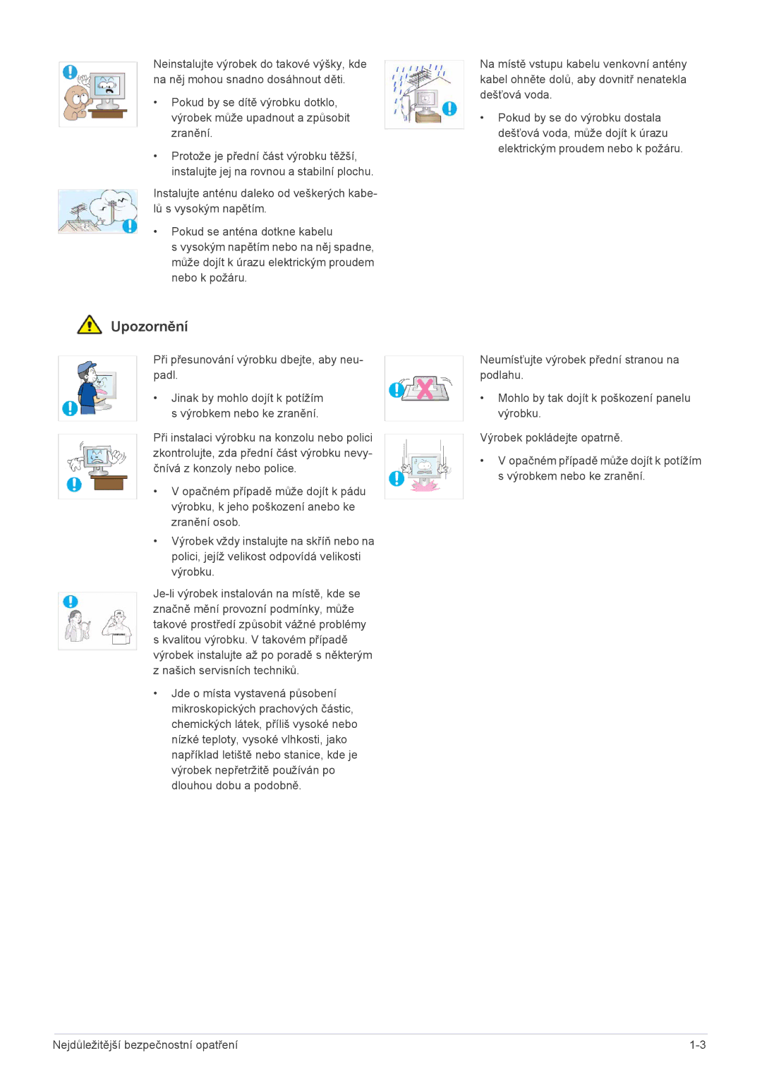 Samsung LS22EMDKU/EN, LS23EMDKU/EN, LS22EMDKF/EN manual Upozornění 