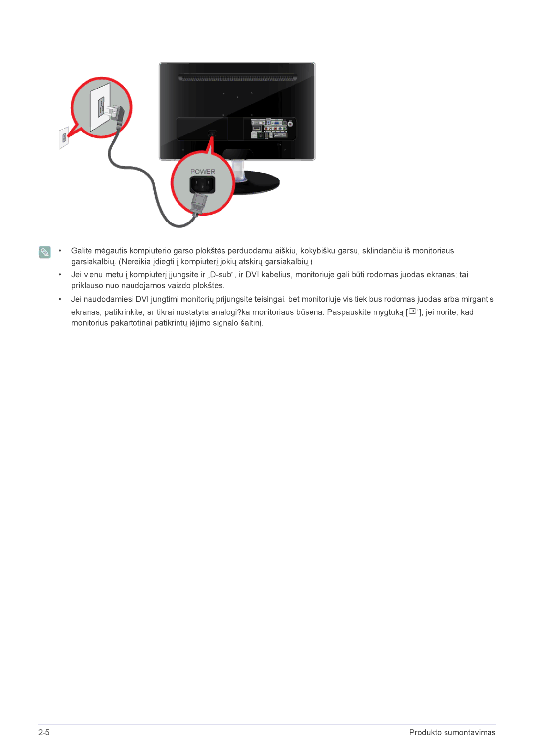 Samsung LS22EMDKF/EN, LS22EMDKU/EN, LS23EMDKU/EN manual Produkto sumontavimas 