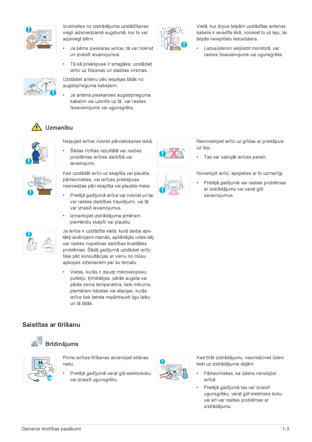 Samsung LS22EMDKU/EN, LS23EMDKU/EN, LS22EMDKF/EN manual Saistītas ar tīrīšanu 