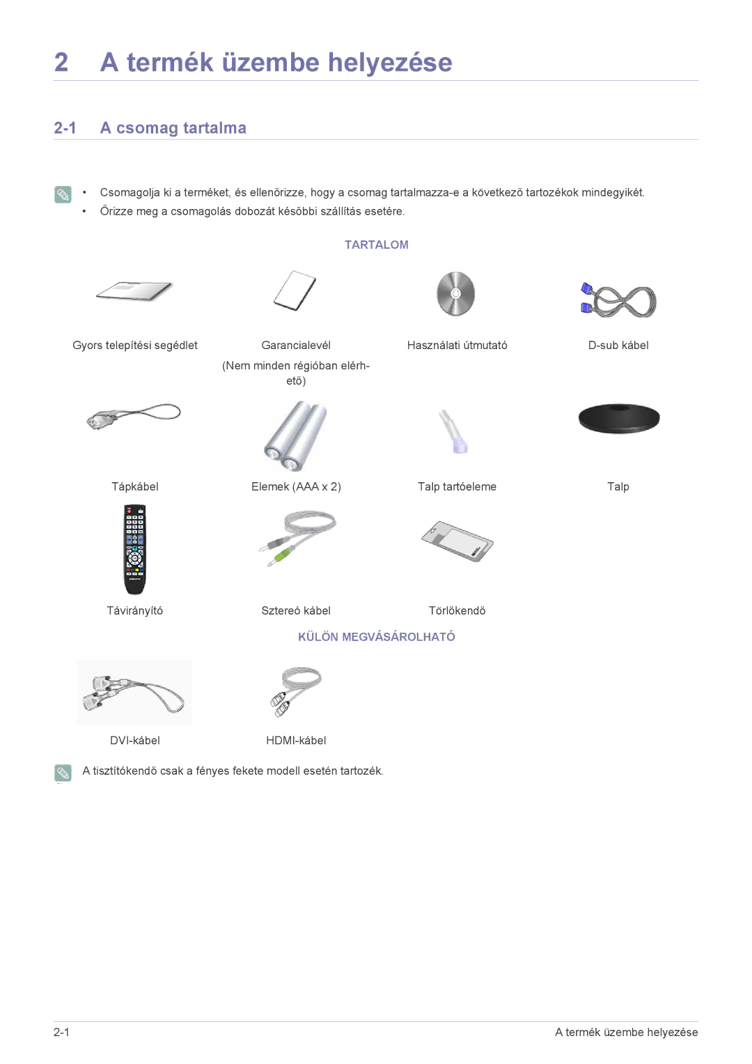 Samsung LS22EMDKU/XE, LS22EMDKU/EN, LS23EMDKU/EN manual Csomag tartalma, Tartalom, Külön Megvásárolható 