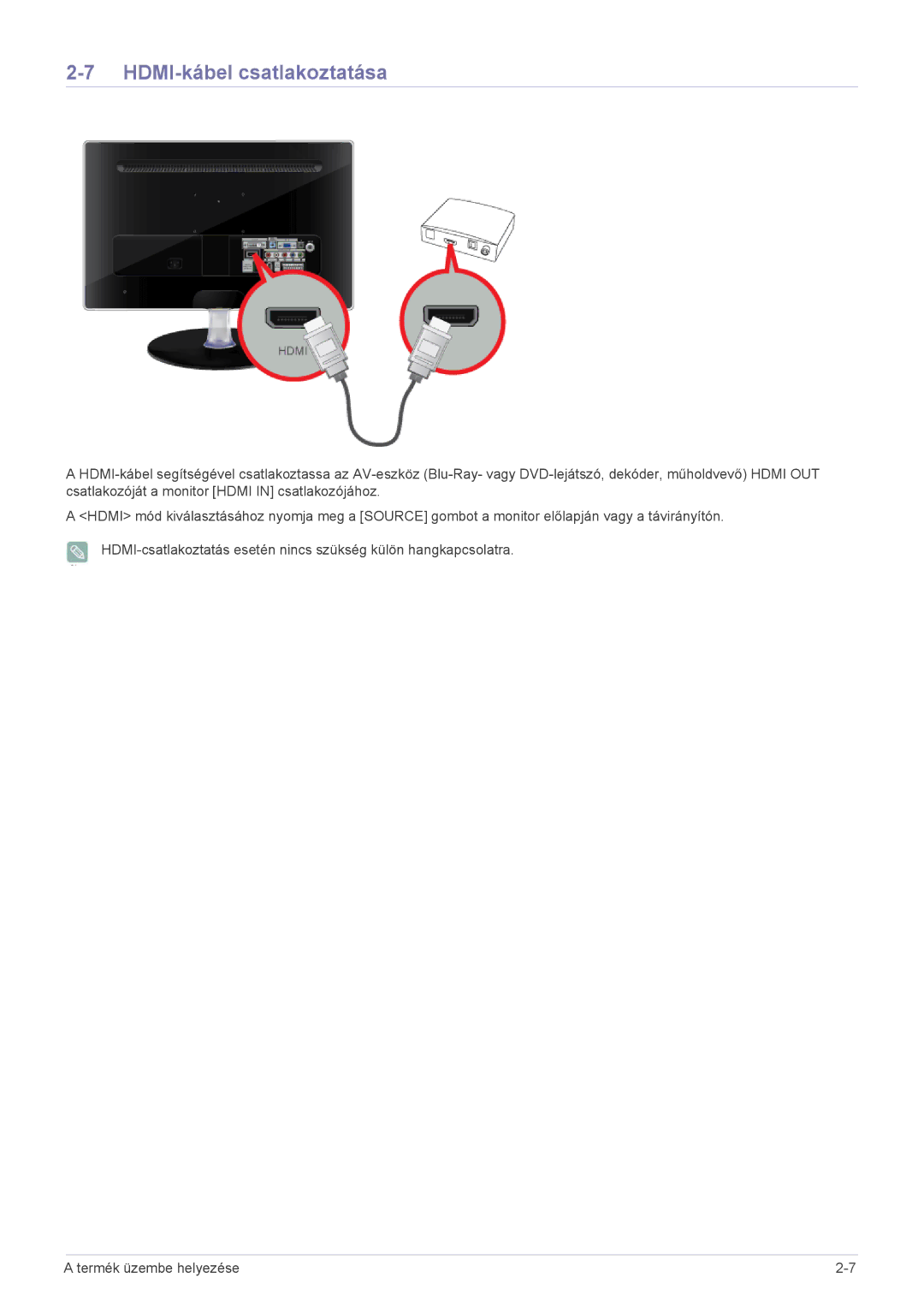 Samsung LS22EMDKU/XE, LS22EMDKU/EN, LS23EMDKU/EN manual HDMI-kábel csatlakoztatása 