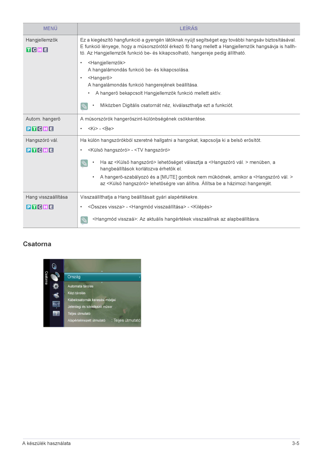 Samsung LS22EMDKU/EN, LS23EMDKU/EN, LS22EMDKU/XE manual Csatorna 