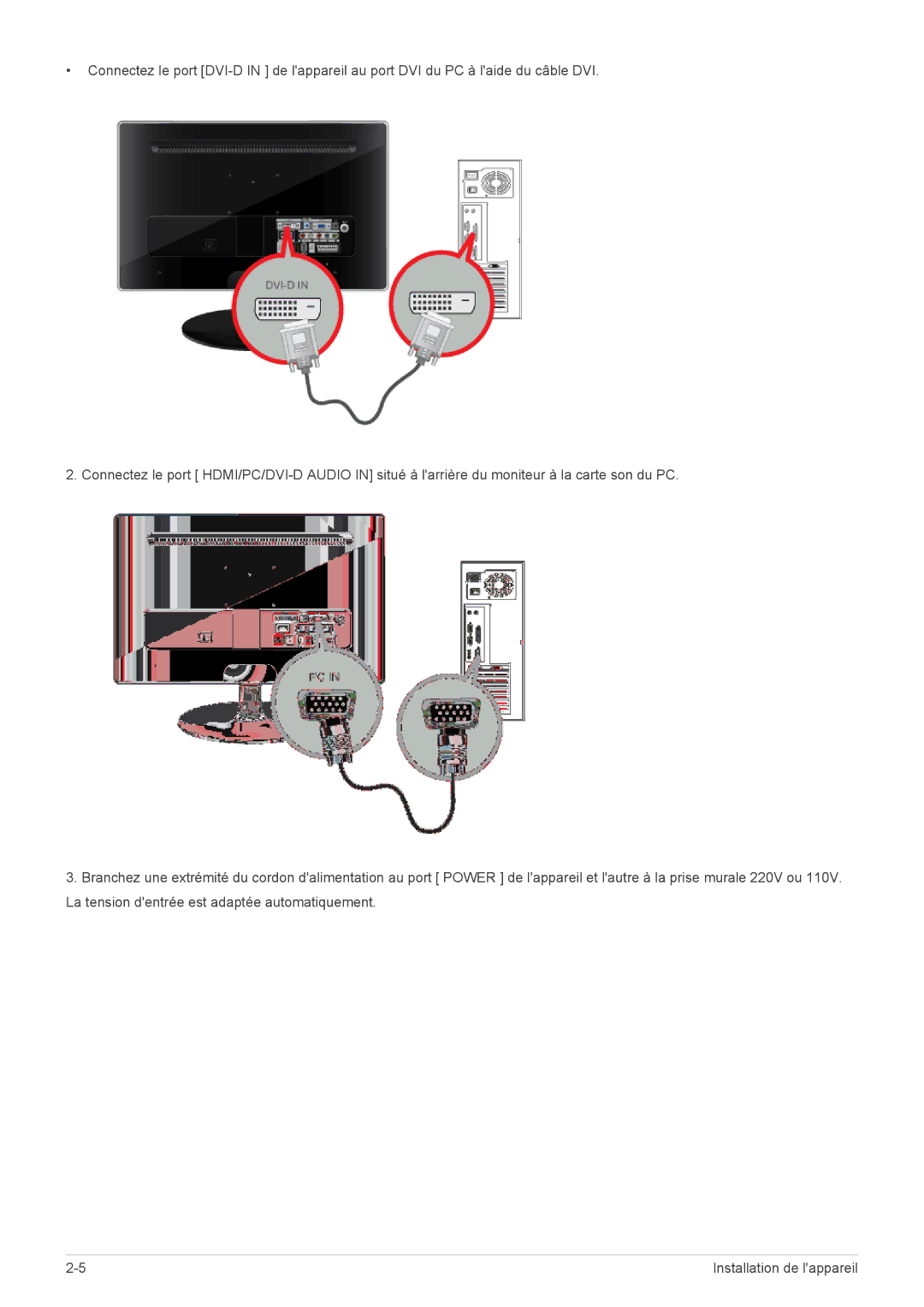 Samsung LS22EMDKU/EN, LS23EMDKU/EN manual Installation de lappareil 