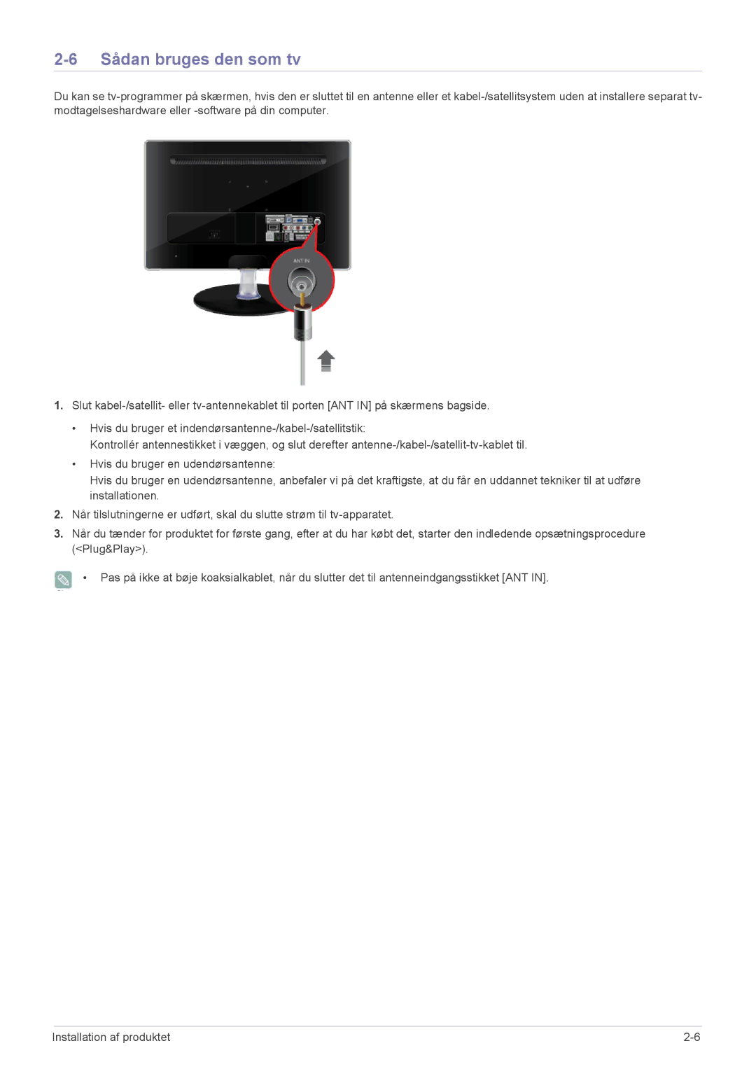 Samsung LS23EMDKU/XE, LS22EMDKU/XE manual Sådan bruges den som tv 