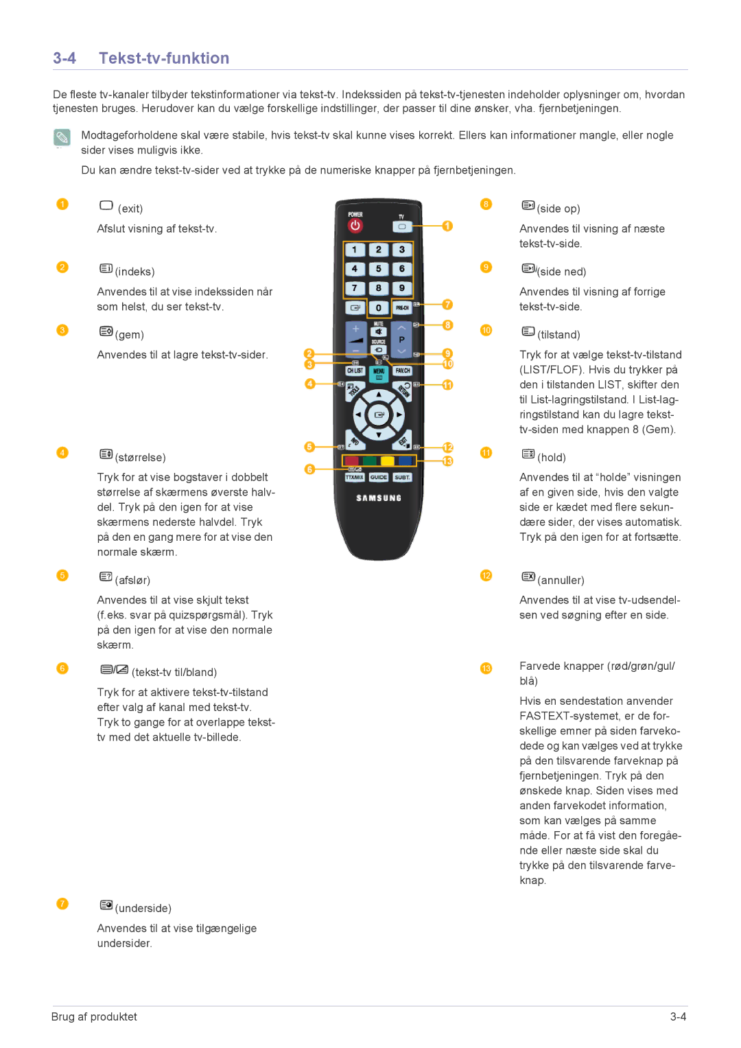 Samsung LS23EMDKU/XE, LS22EMDKU/XE manual Tekst-tv-funktion 