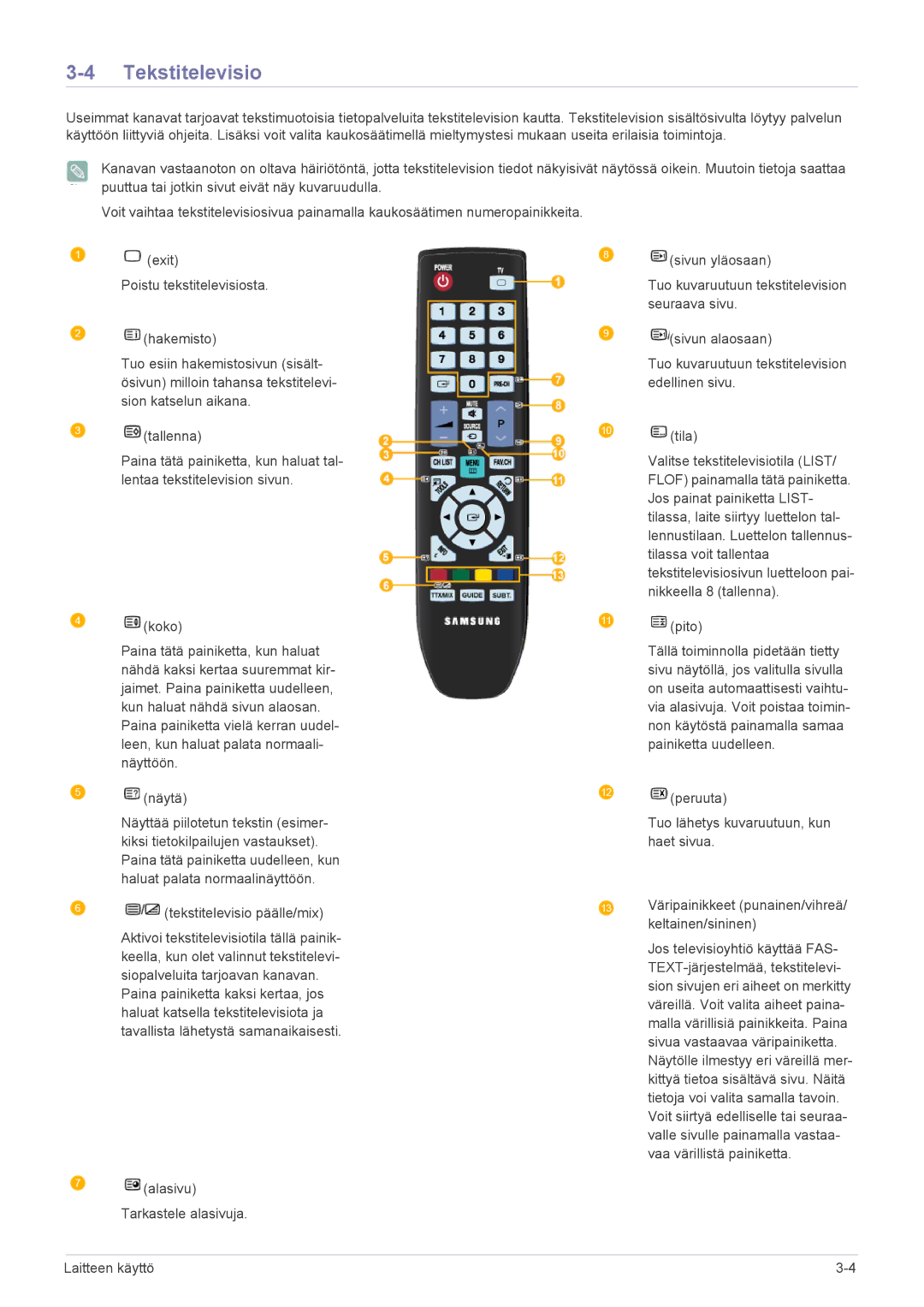 Samsung LS23EMDKU/XE, LS22EMDKU/XE manual Tekstitelevisio 