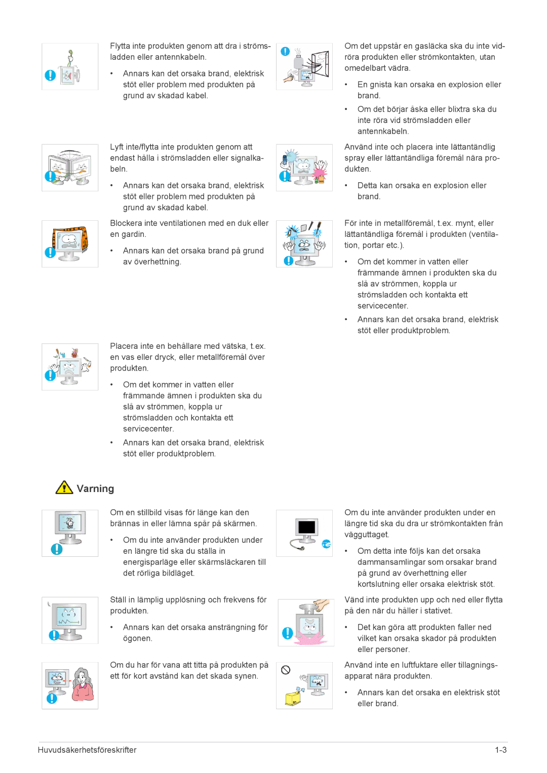 Samsung LS23EMDKU/XE, LS22EMDKU/XE manual Varning 