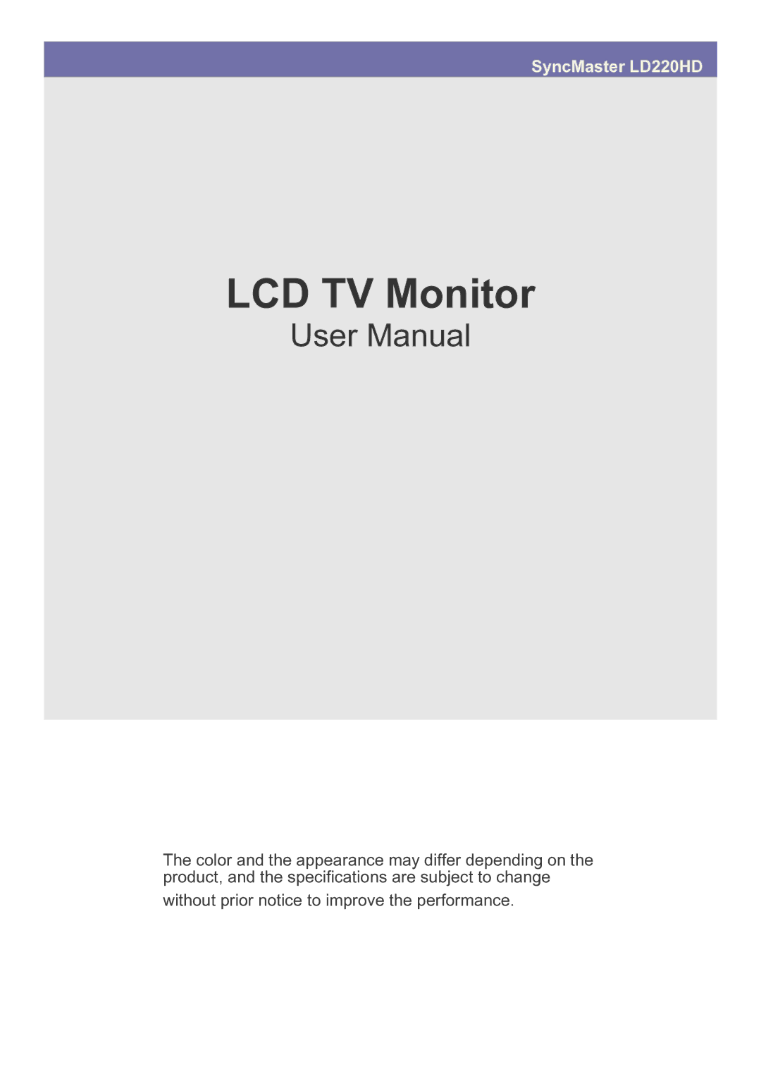 Samsung LS22FMDGF/XE, LS22FMDGF/EN manual LCD TV Monitor 