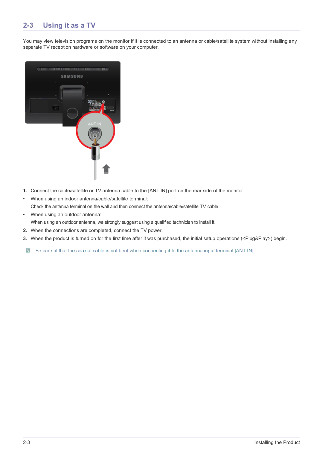 Samsung LS22FMDGF/EN, LS22FMDGF/XE manual Using it as a TV 