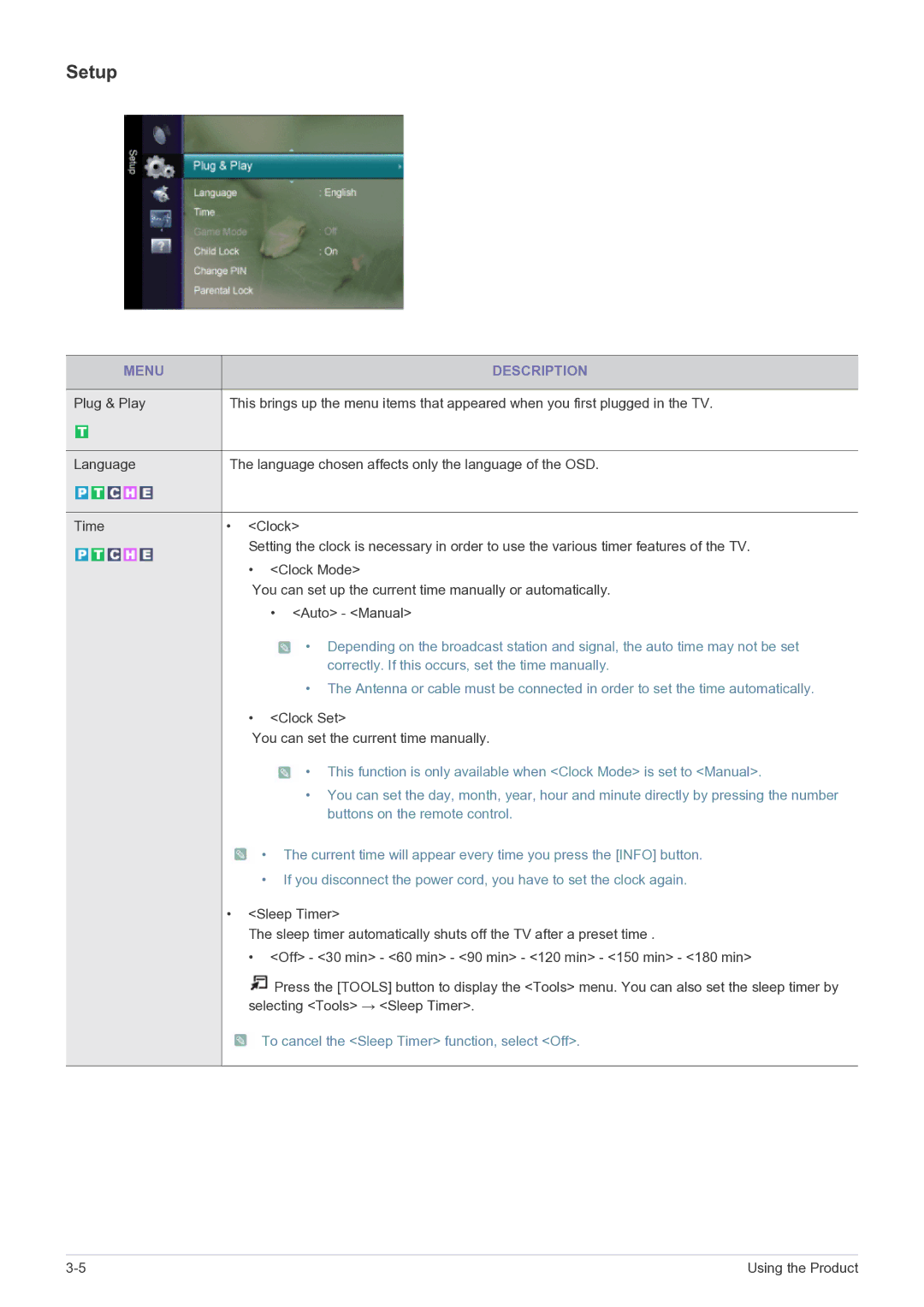 Samsung LS22FMDGF/EN, LS22FMDGF/XE manual Setup, To cancel the Sleep Timer function, select Off 