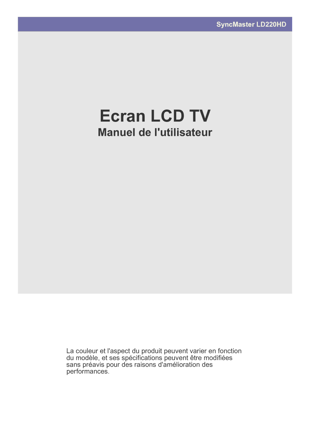 Samsung LS22FMDGF/EN manual Ecran LCD TV 