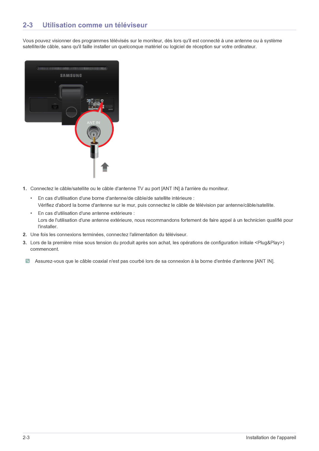 Samsung LS22FMDGF/EN manual Utilisation comme un téléviseur 