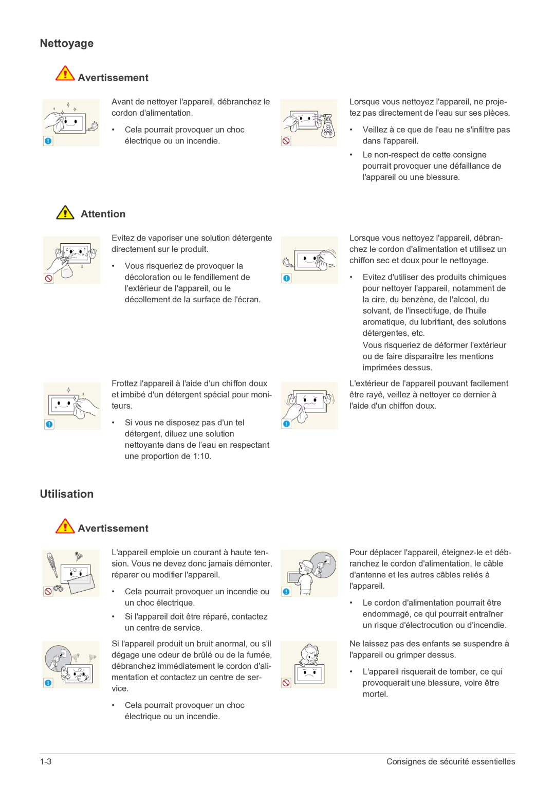 Samsung LS22FMDGF/EN manual Nettoyage, Utilisation 