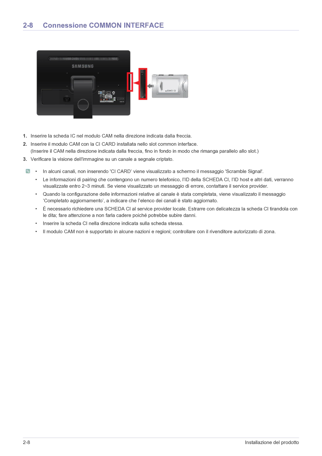 Samsung LS22FMDGF/EN manual Connessione Common Interface 