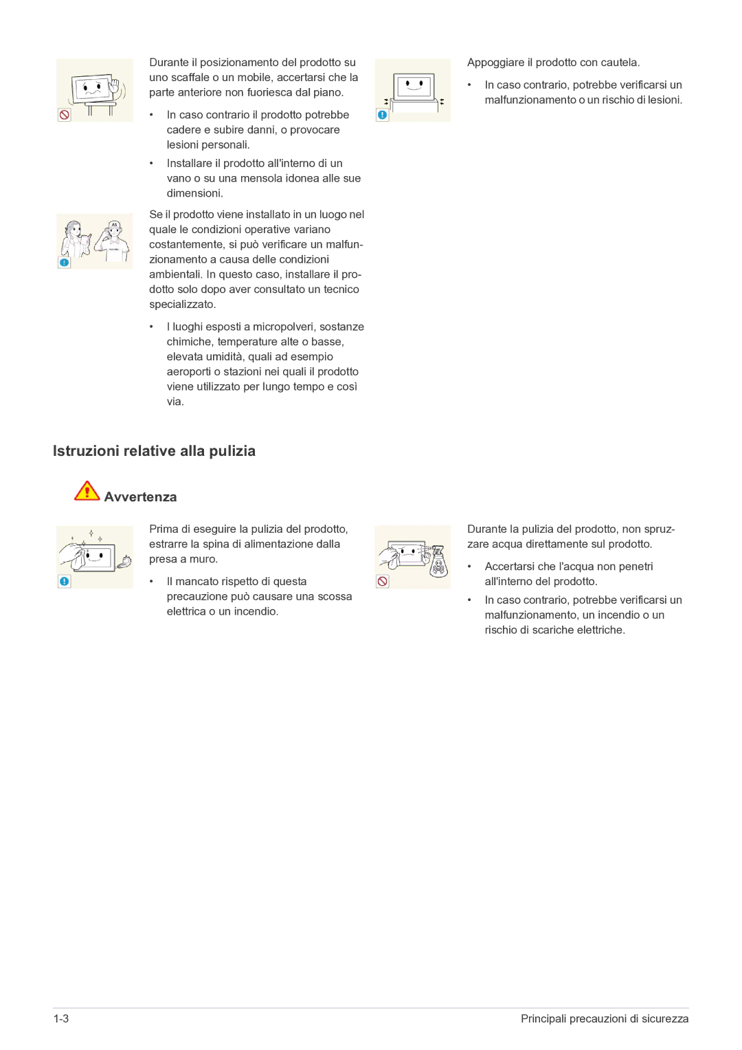 Samsung LS22FMDGF/EN manual Istruzioni relative alla pulizia 