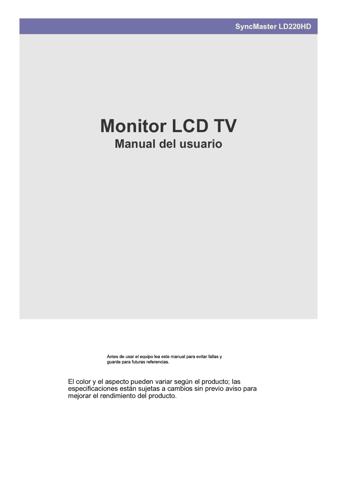 Samsung LS22FMDGF/EN manual Monitor LCD TV 