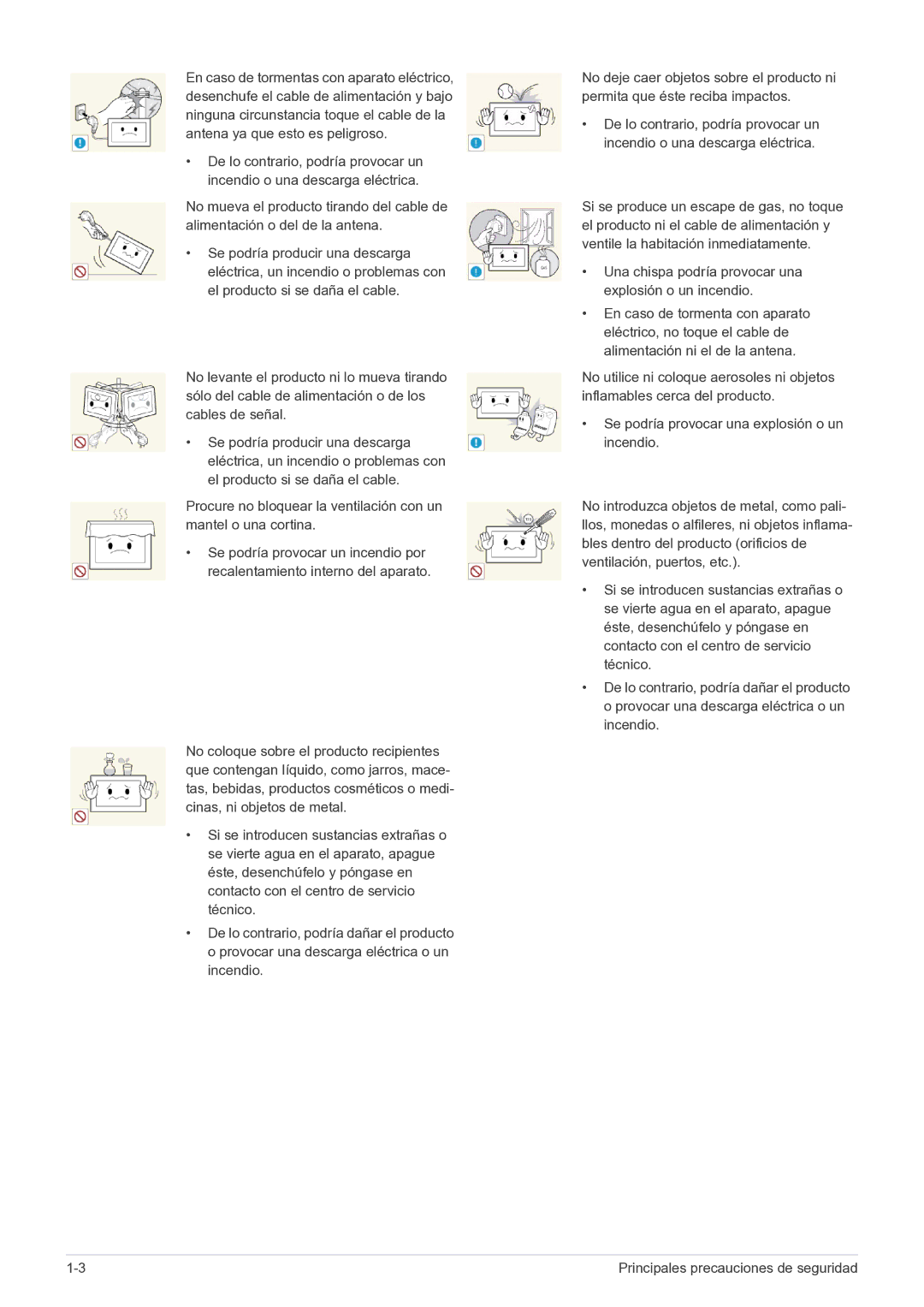 Samsung LS22FMDGF/EN manual Principales precauciones de seguridad 