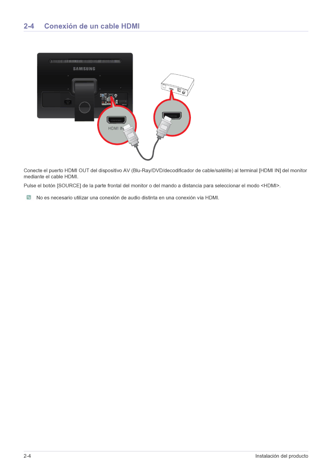 Samsung LS22FMDGF/EN manual Conexión de un cable Hdmi 