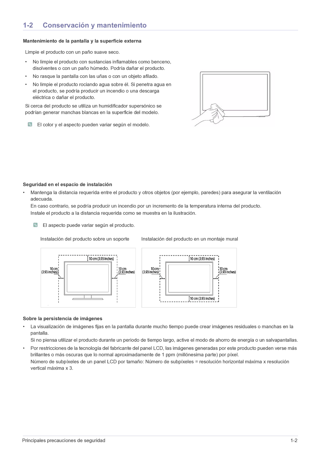 Samsung LS22FMDGF/EN manual Conservación y mantenimiento, Mantenimiento de la pantalla y la superficie externa 