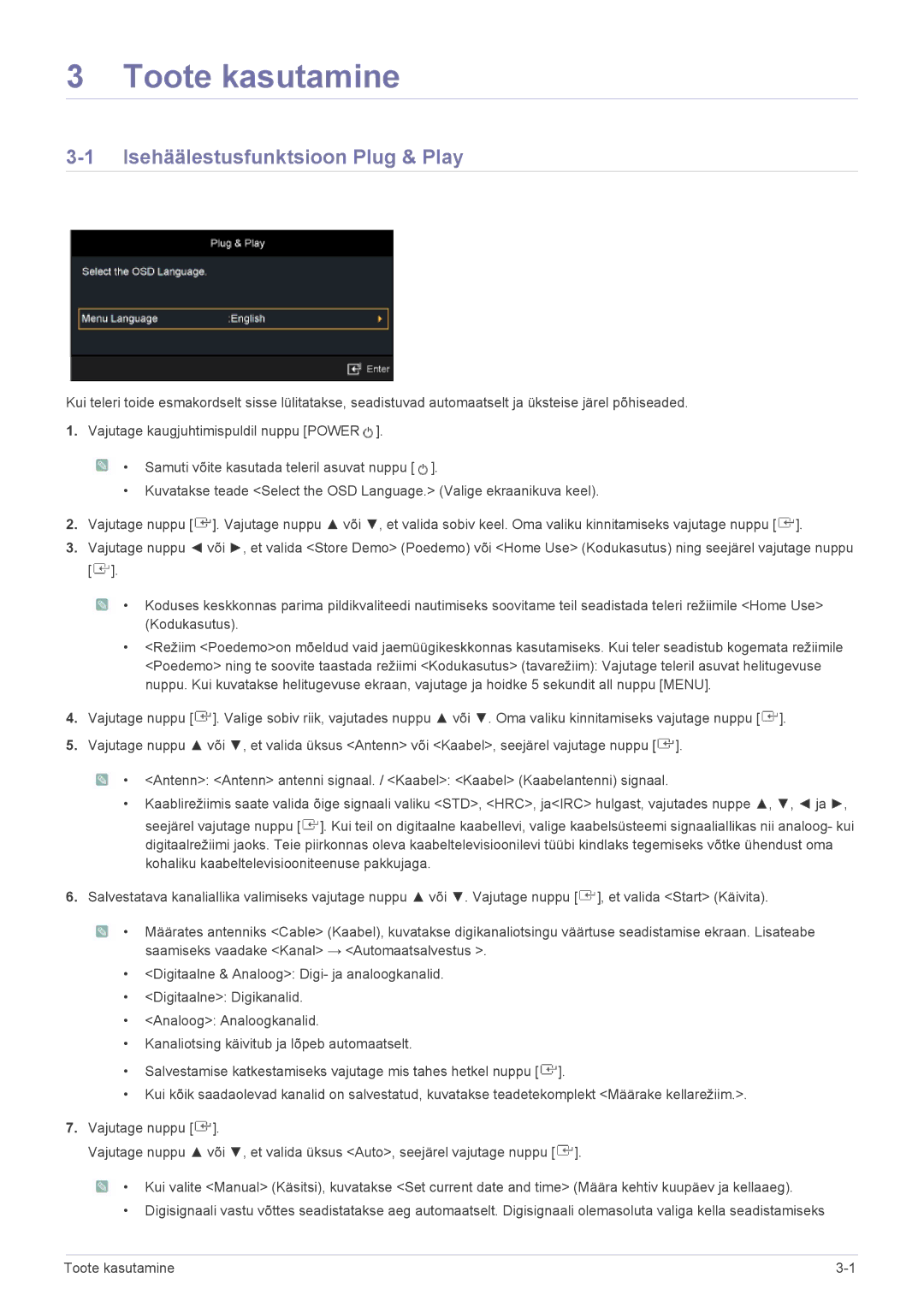 Samsung LS22FMDGF/EN manual Toote kasutamine, Isehäälestusfunktsioon Plug & Play 