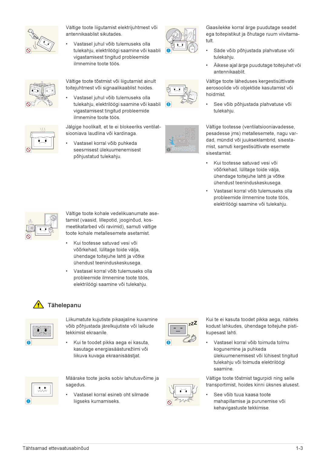 Samsung LS22FMDGF/EN manual Tähelepanu 