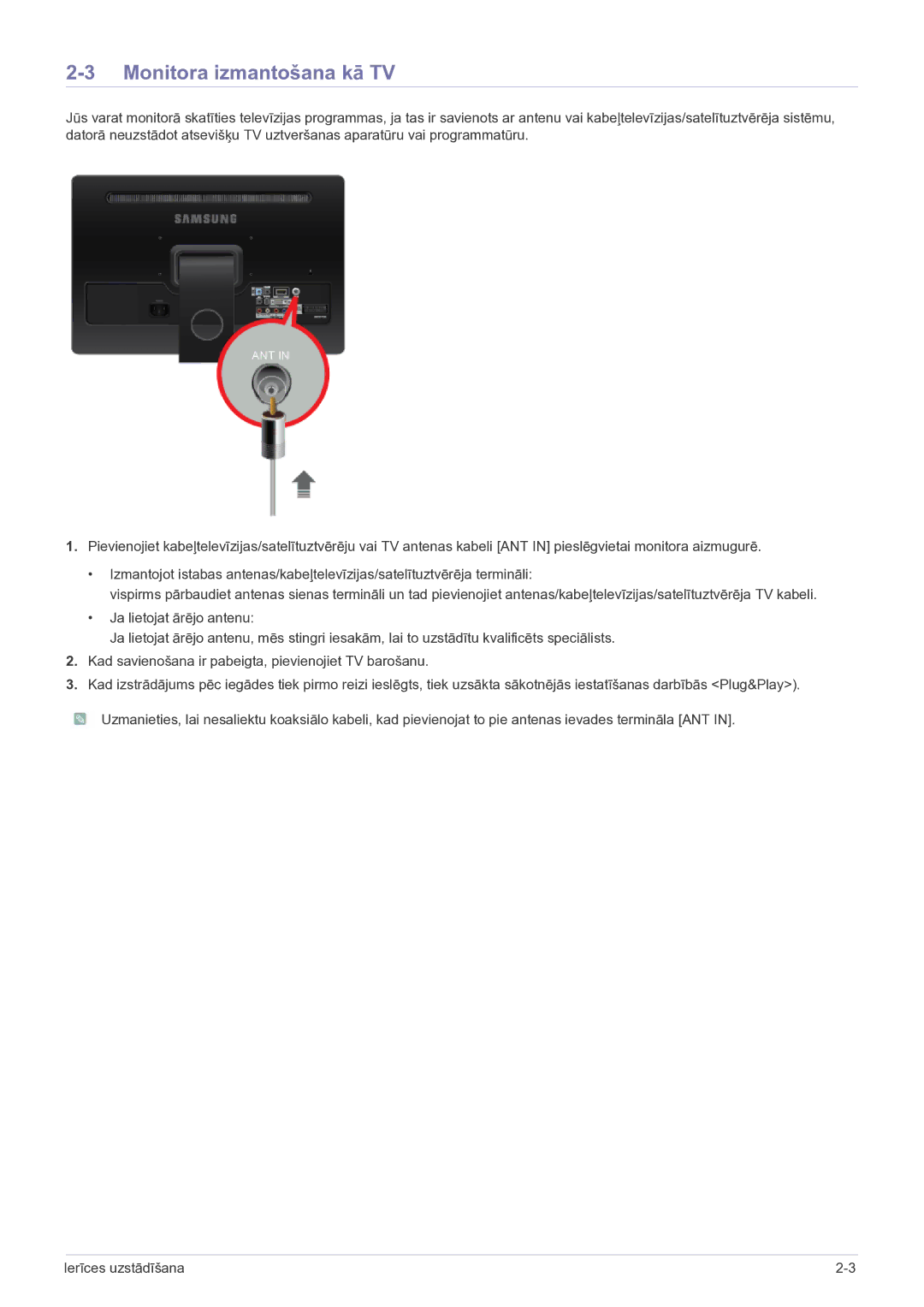 Samsung LS22FMDGF/EN manual Monitora izmantošana kā TV 