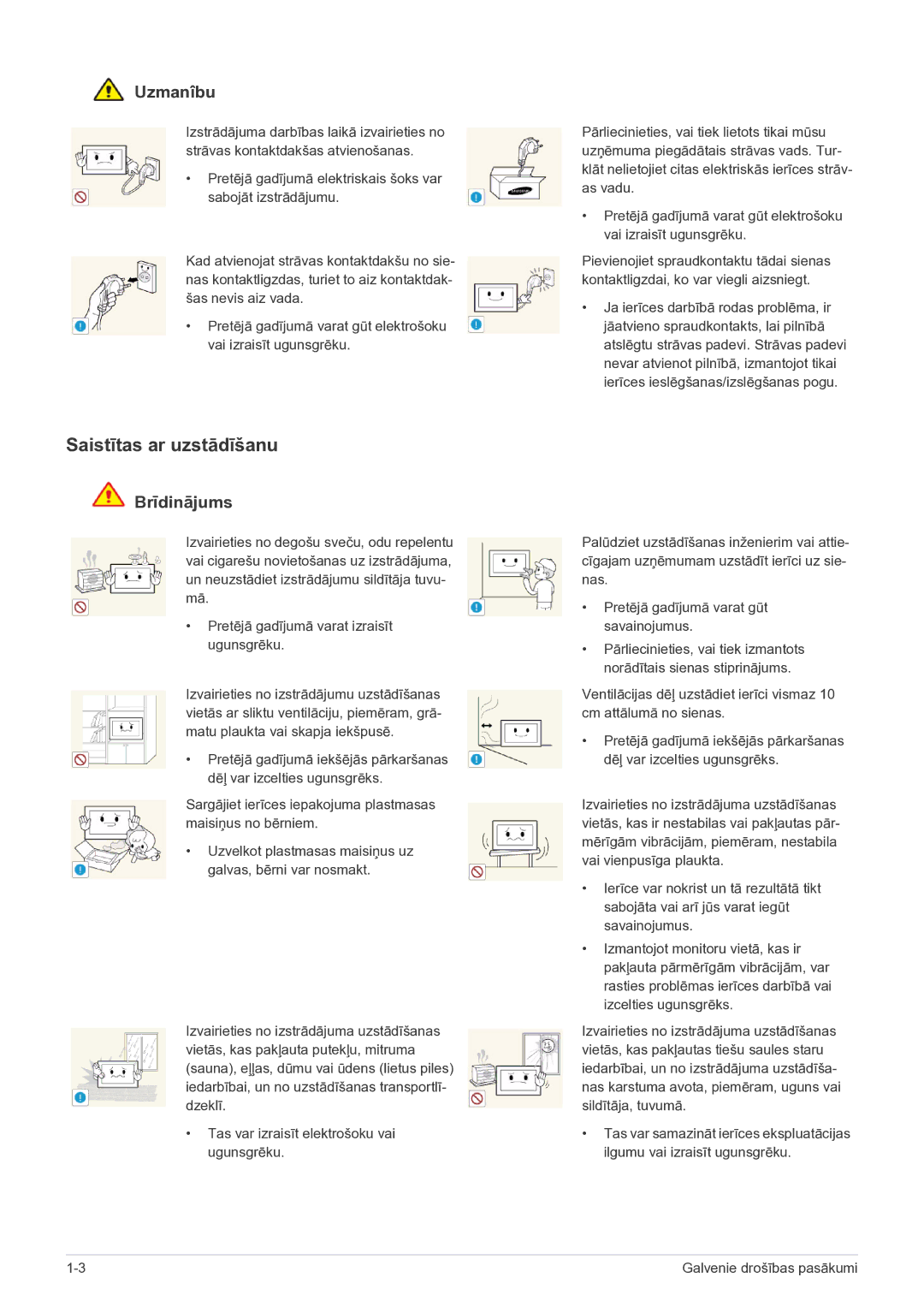 Samsung LS22FMDGF/EN manual Saistītas ar uzstādīšanu, Uzmanîbu 