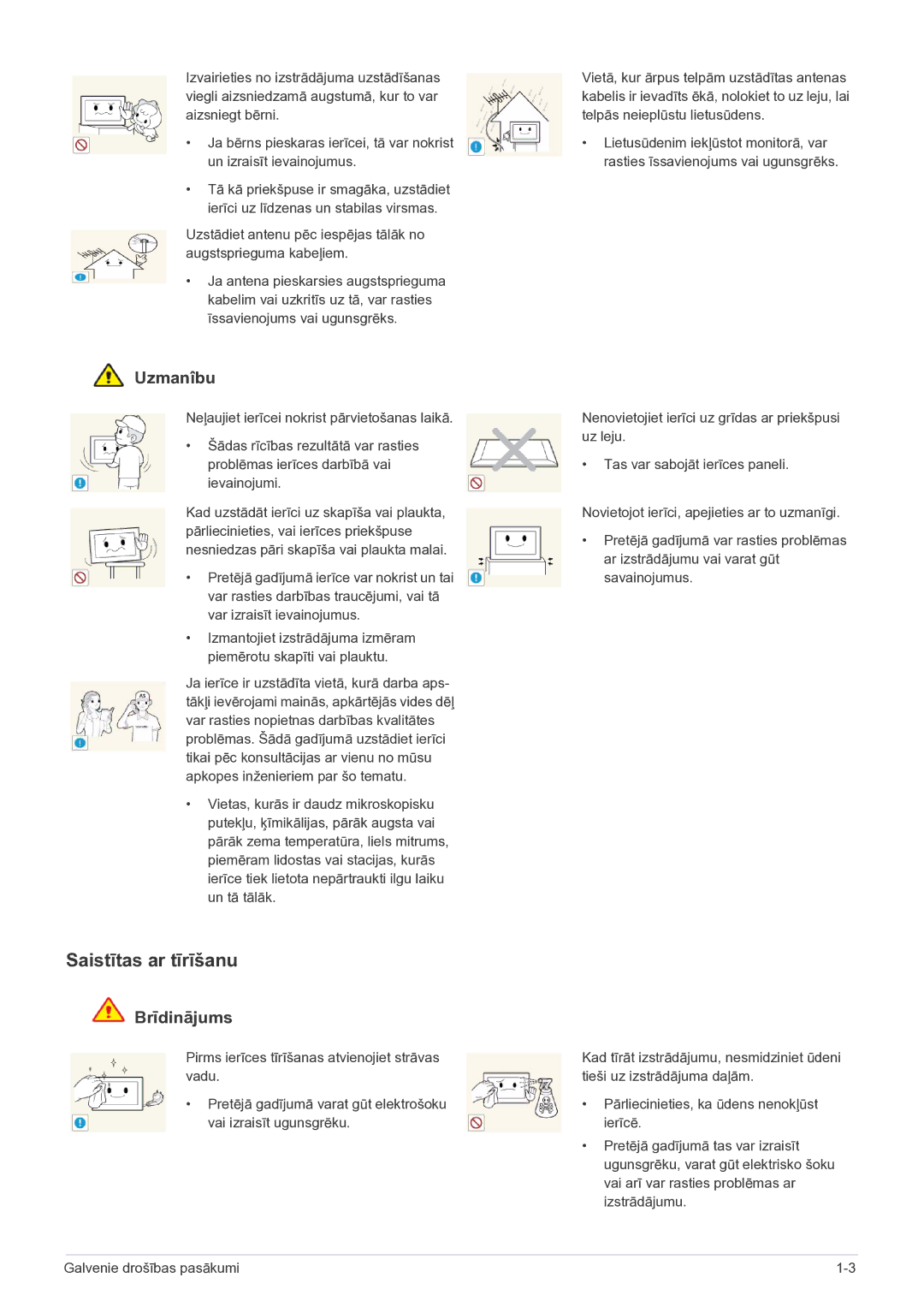 Samsung LS22FMDGF/EN manual Saistītas ar tīrīšanu 