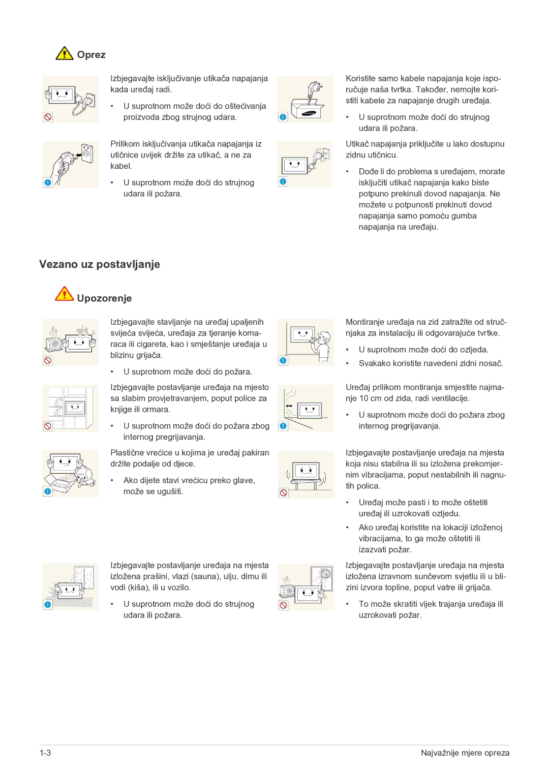 Samsung LS22FMDGF/EN manual Vezano uz postavljanje, Oprez 