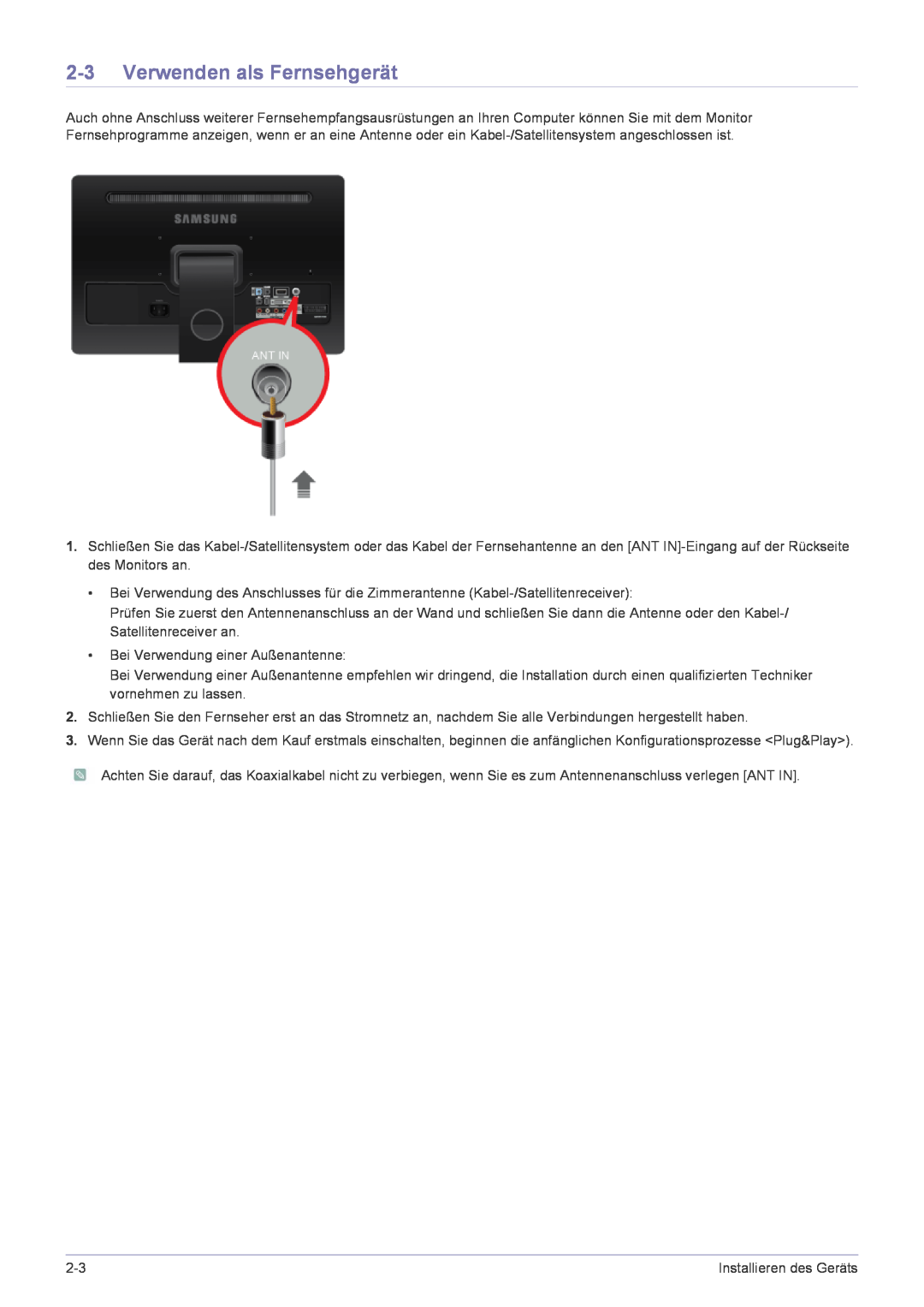 Samsung LS22FMDGF/EN manual Verwenden als Fernsehgerät 