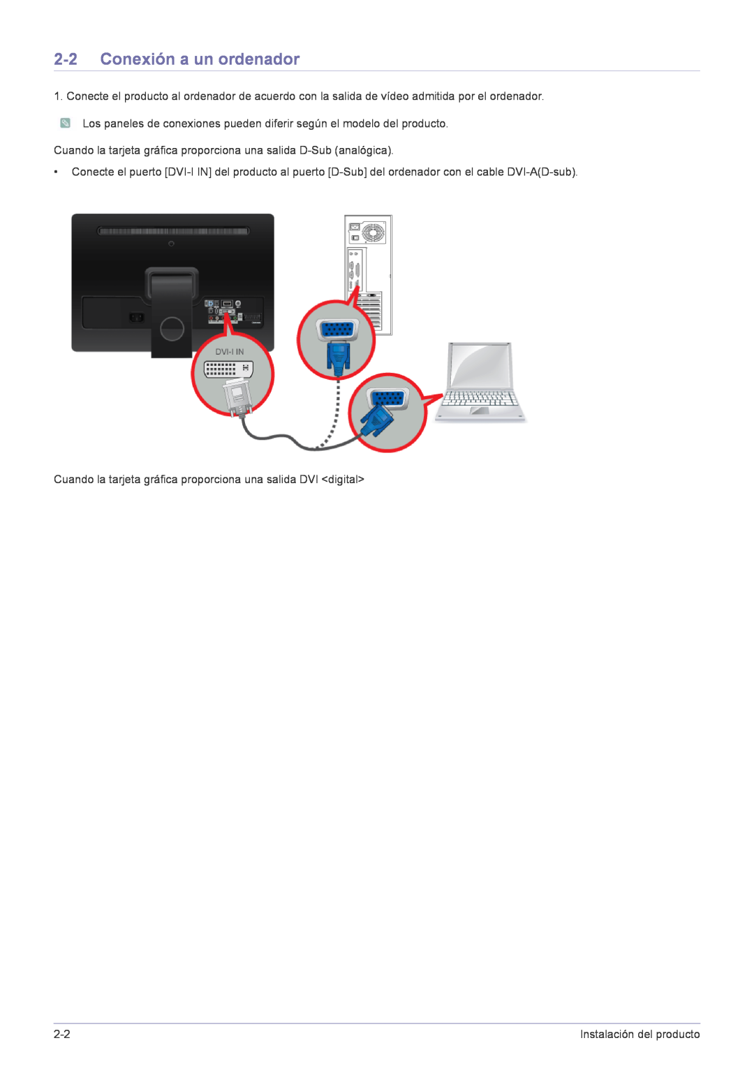 Samsung LS22FMDGF/EN manual Conexión a un ordenador 