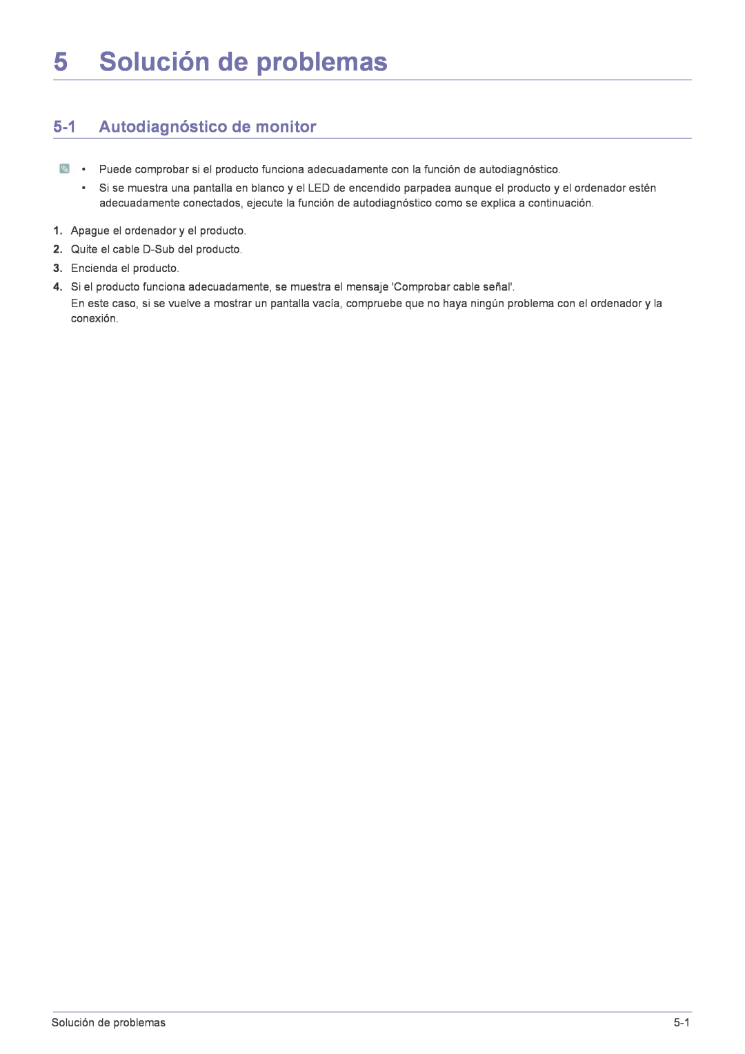 Samsung LS22FMDGF/EN manual Solución de problemas, Autodiagnóstico de monitor 