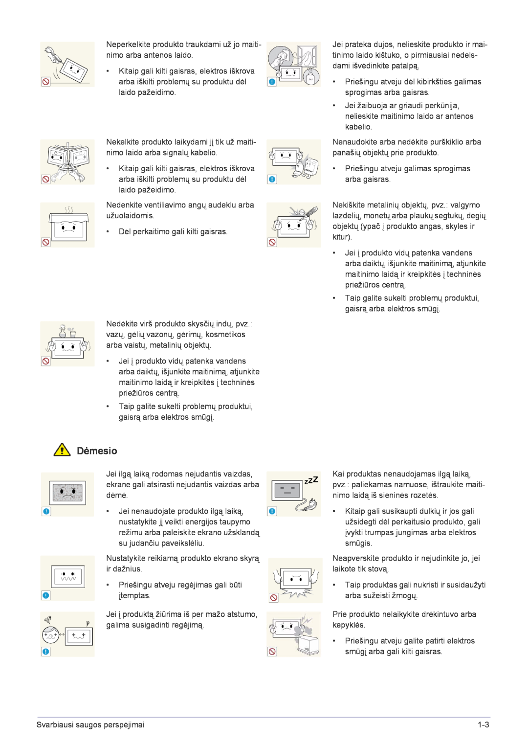 Samsung LS22FMDGF/EN manual Dėmesio 