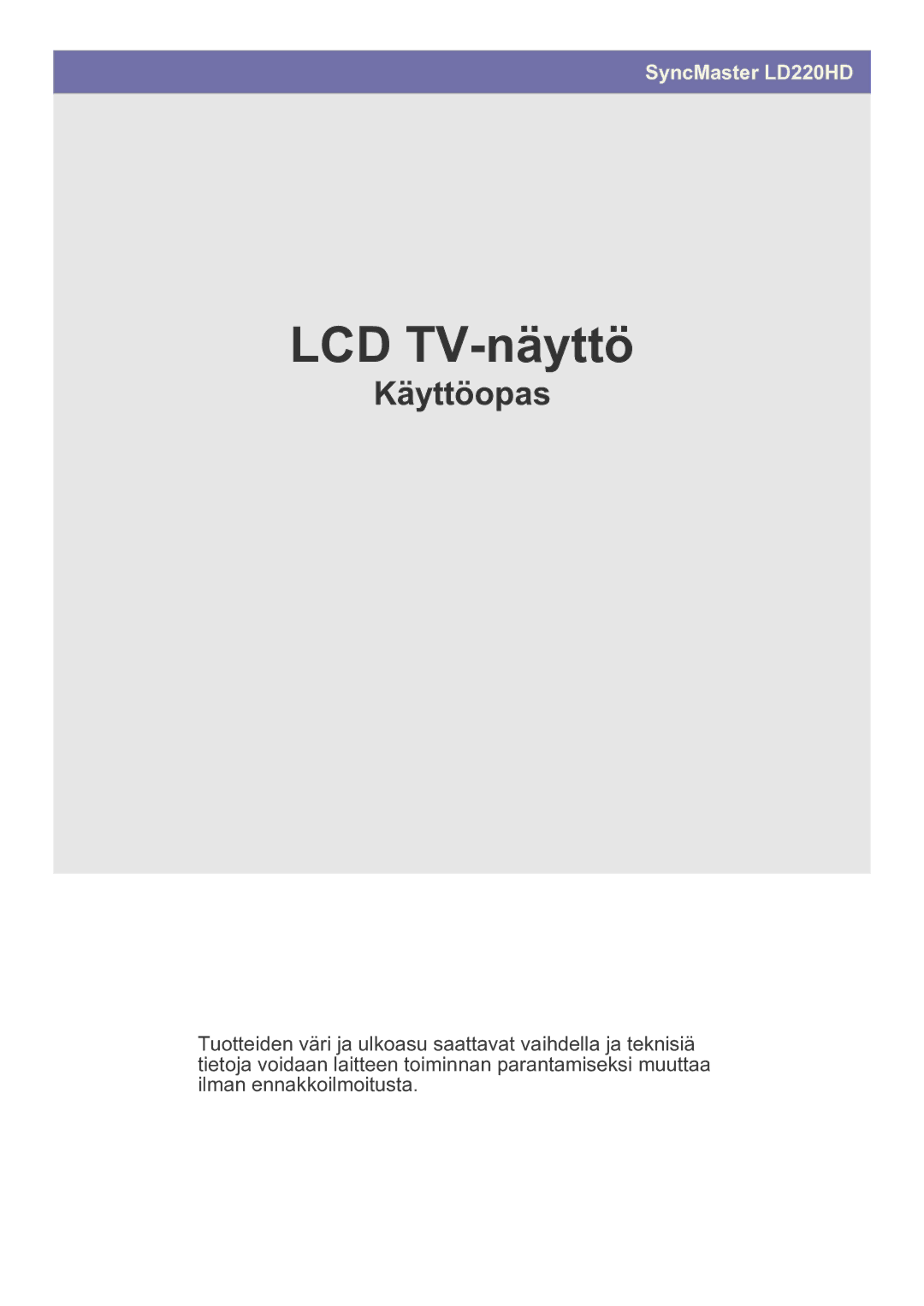 Samsung LS22FMDGF/XE manual LCD TV-näyttö 