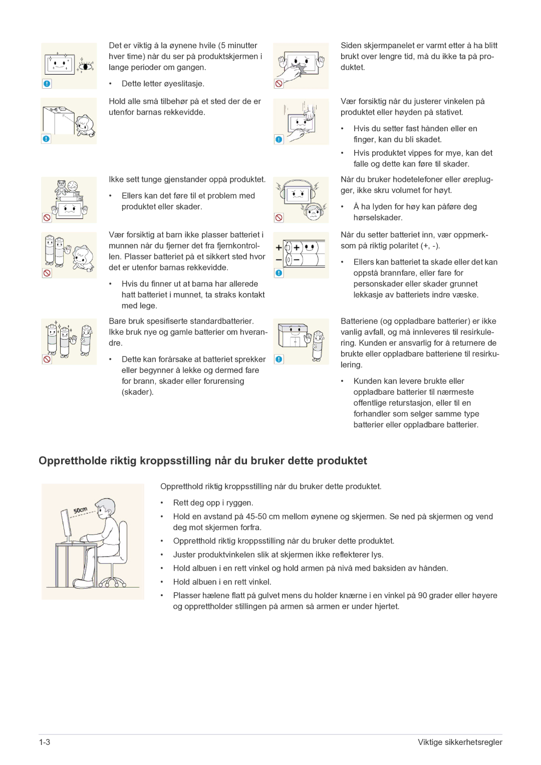 Samsung LS22FMDGF/XE manual Viktige sikkerhetsregler 