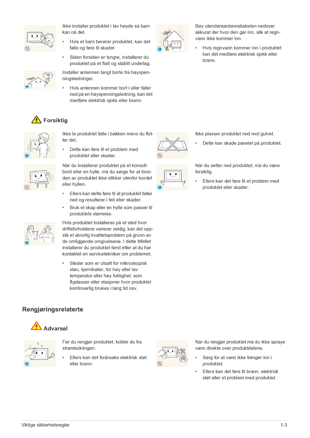 Samsung LS22FMDGF/XE manual Rengjøringsrelaterte 