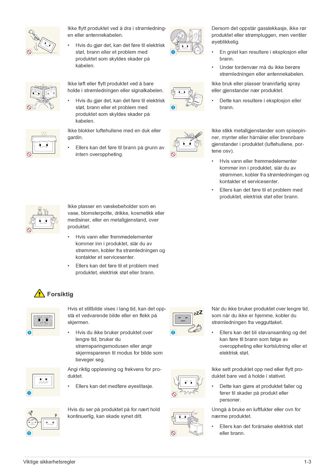 Samsung LS22FMDGF/XE manual Forsiktig 