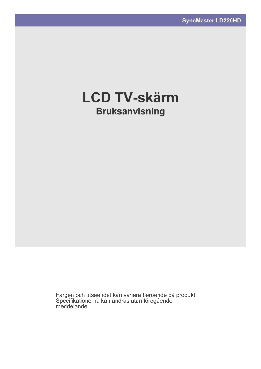 Samsung LS22FMDGF/XE manual LCD TV-skärm 