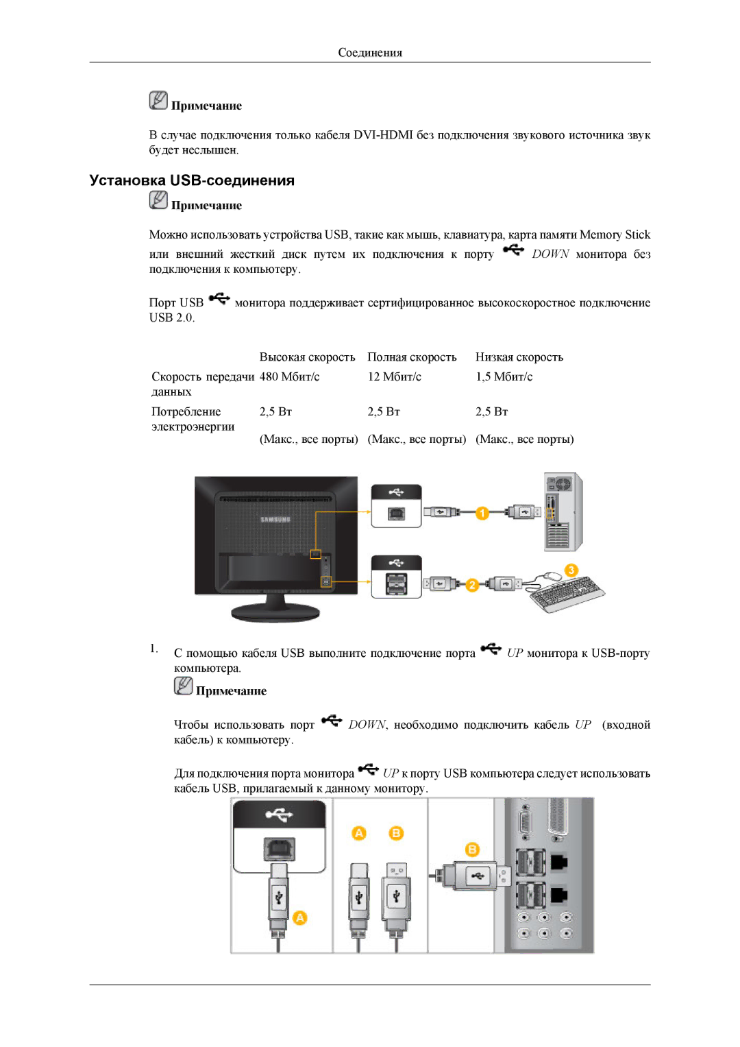 Samsung LS22LDPJFV/EN, LS22LDPJF2/CI manual Установка USB-соединения 