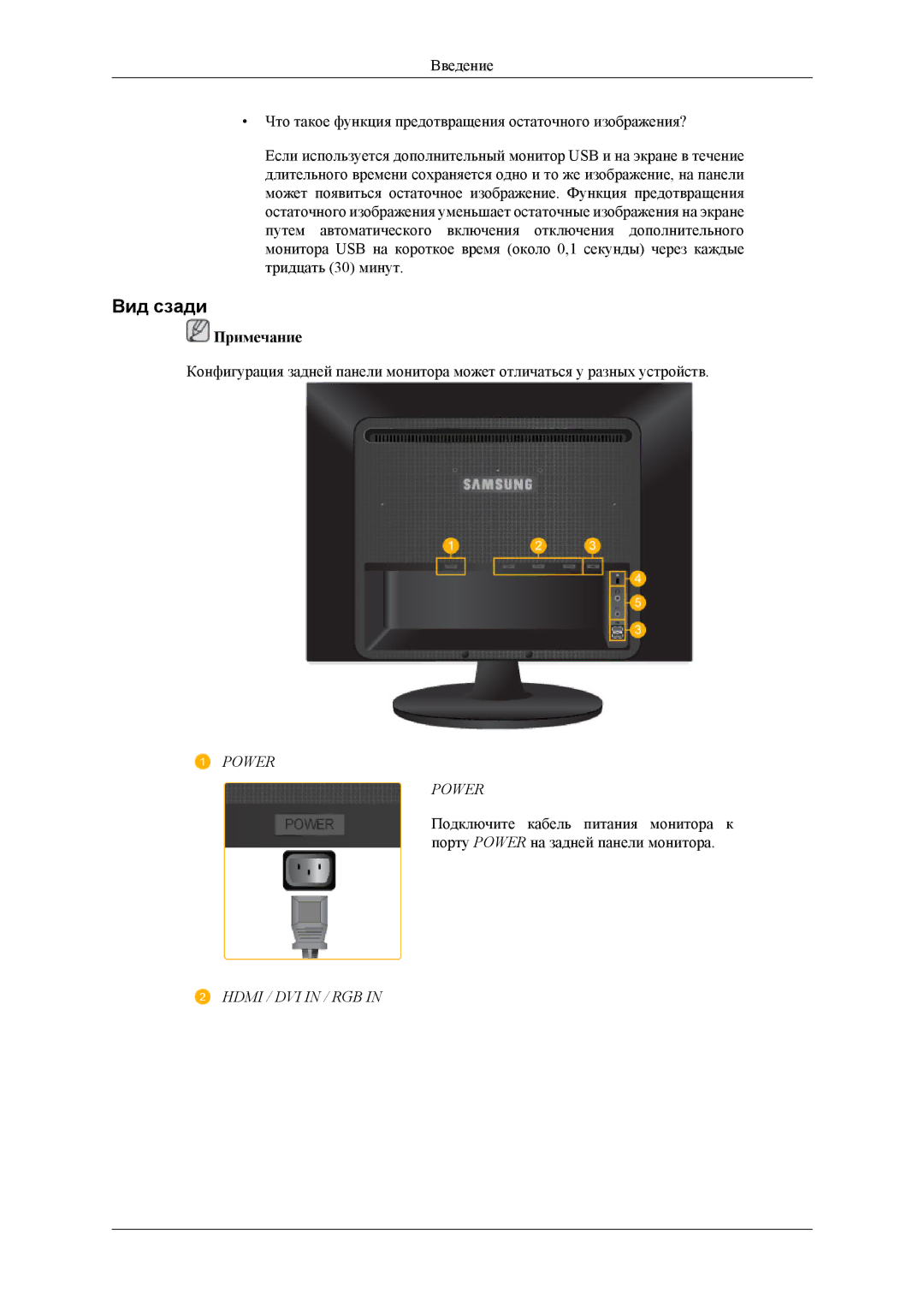 Samsung LS22LDPJFV/EN, LS22LDPJF2/CI manual Вид сзади 