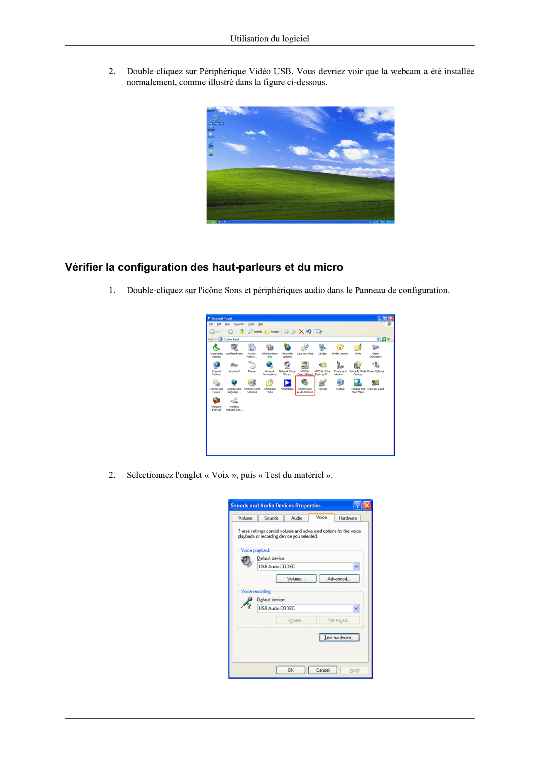 Samsung LS22LDPJFV/EN manual Vérifier la configuration des haut-parleurs et du micro 