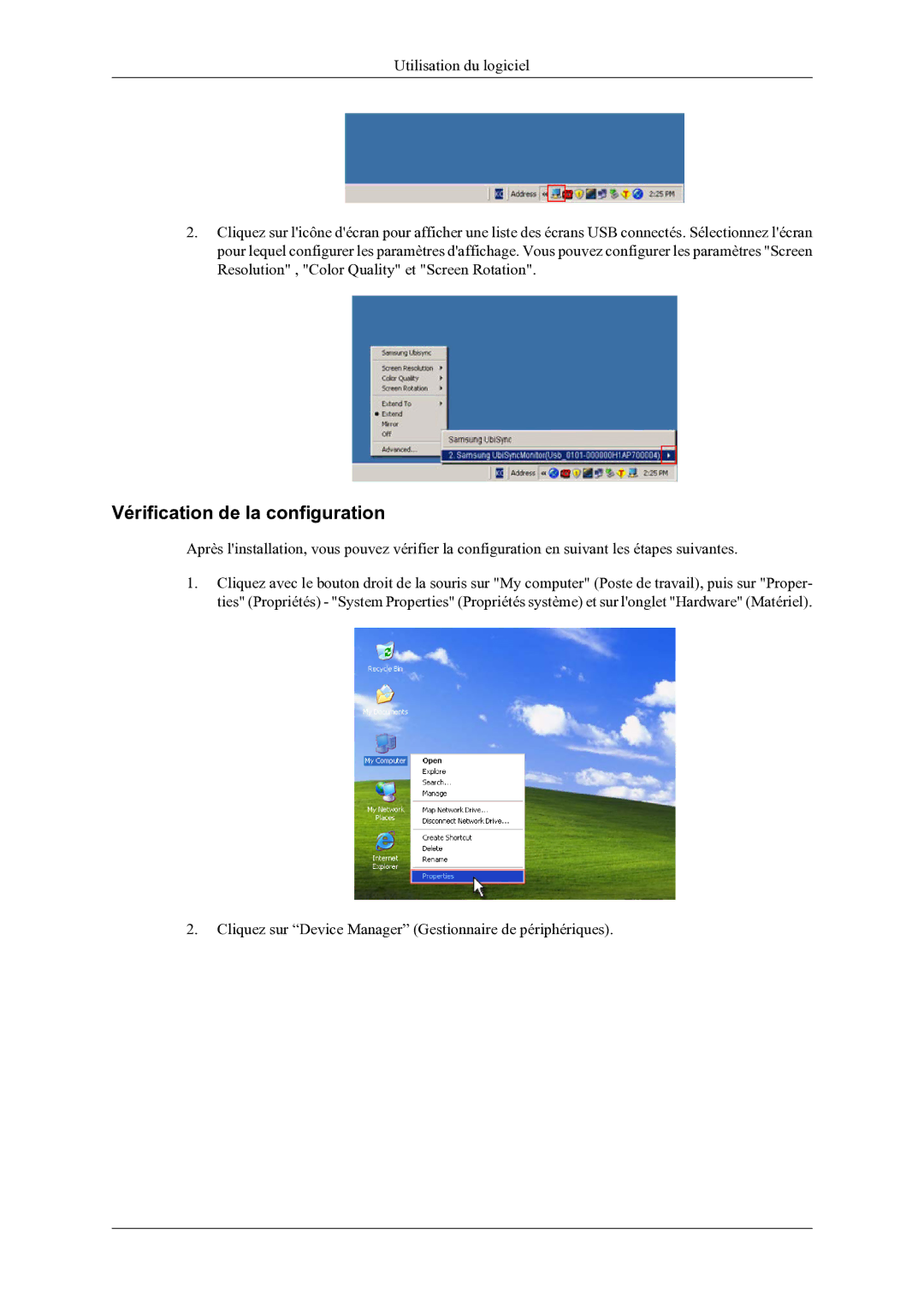 Samsung LS22LDPJFV/EN manual Vérification de la configuration 