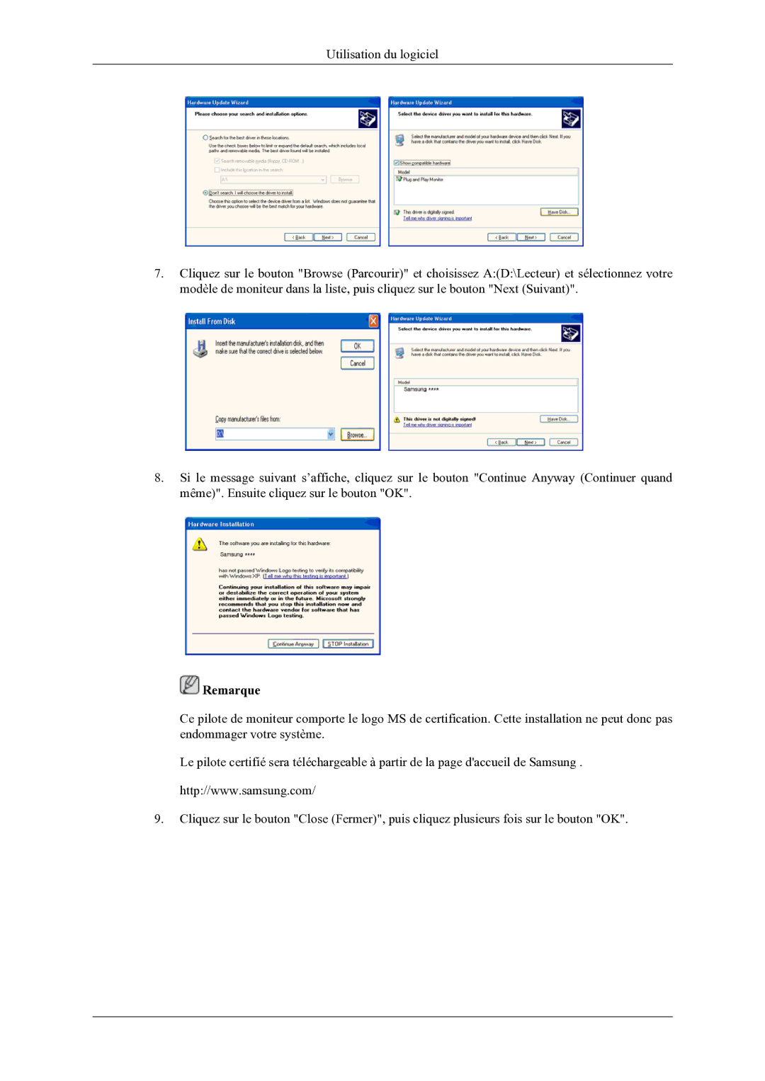 Samsung LS22LDPJFV/EN manual Remarque 