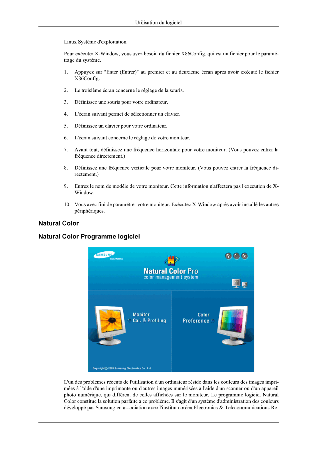 Samsung LS22LDPJFV/EN manual Natural Color Natural Color Programme logiciel 