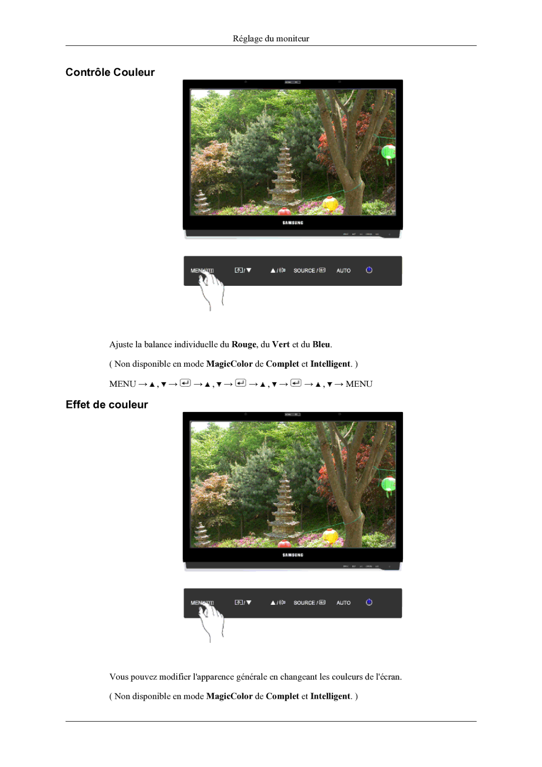 Samsung LS22LDPJFV/EN manual Contrôle Couleur, Effet de couleur 