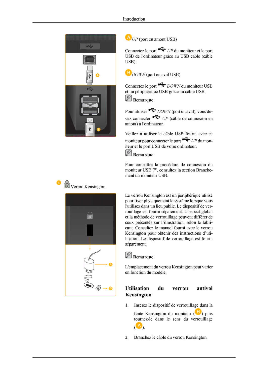 Samsung LS22LDPJFV/EN manual Utilisation du verrou antivol Kensington 