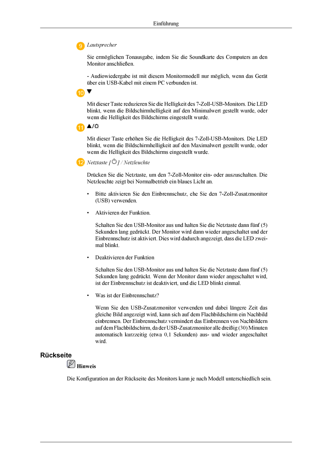 Samsung LS22LDPJFV/EN manual Rückseite, Lautsprecher 