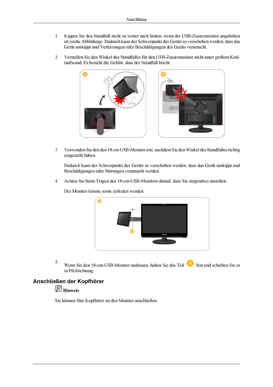 Samsung LS22LDPJFV/EN manual Anschließen der Kopfhörer 